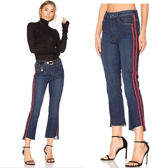 MOTHER Insider Crop Step Fray Jeans Speed Racer Wash Size 28 - Picture 1 of 16